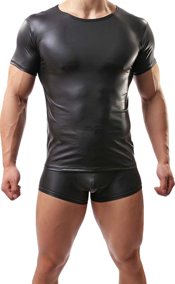 Men’s Faux Leather T-Shirt and Trunk