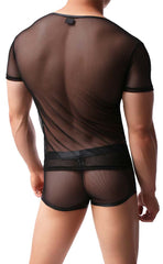 Men's Sheer Mesh T-Shirt and Bulge Trunk