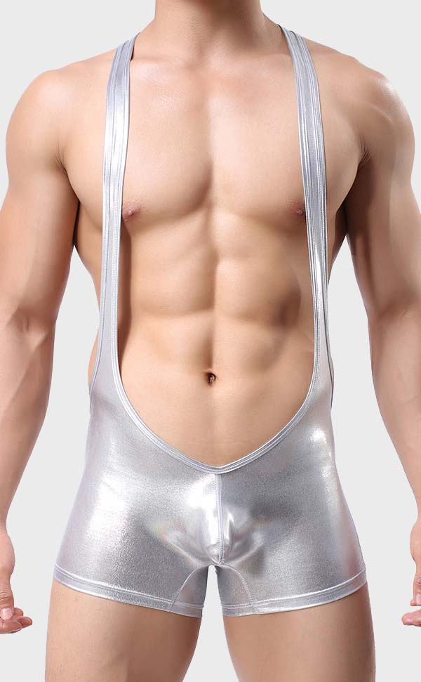 Men's Metallic Shiny Jockstrap Bodysuit