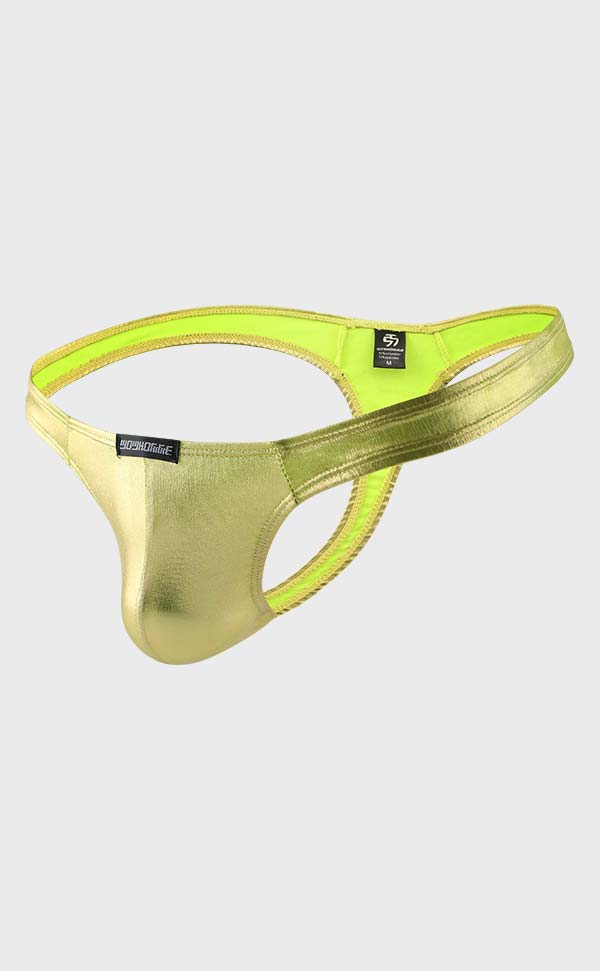 Metal Color Men's U Pouch Thongs