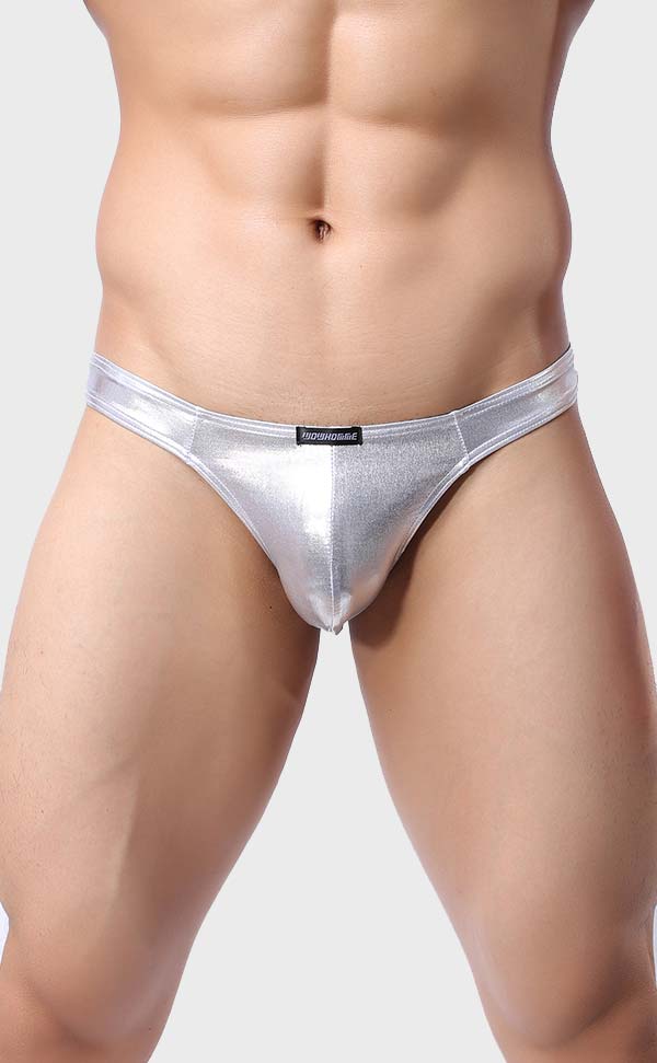 Metal Color Men's U Pouch Thongs