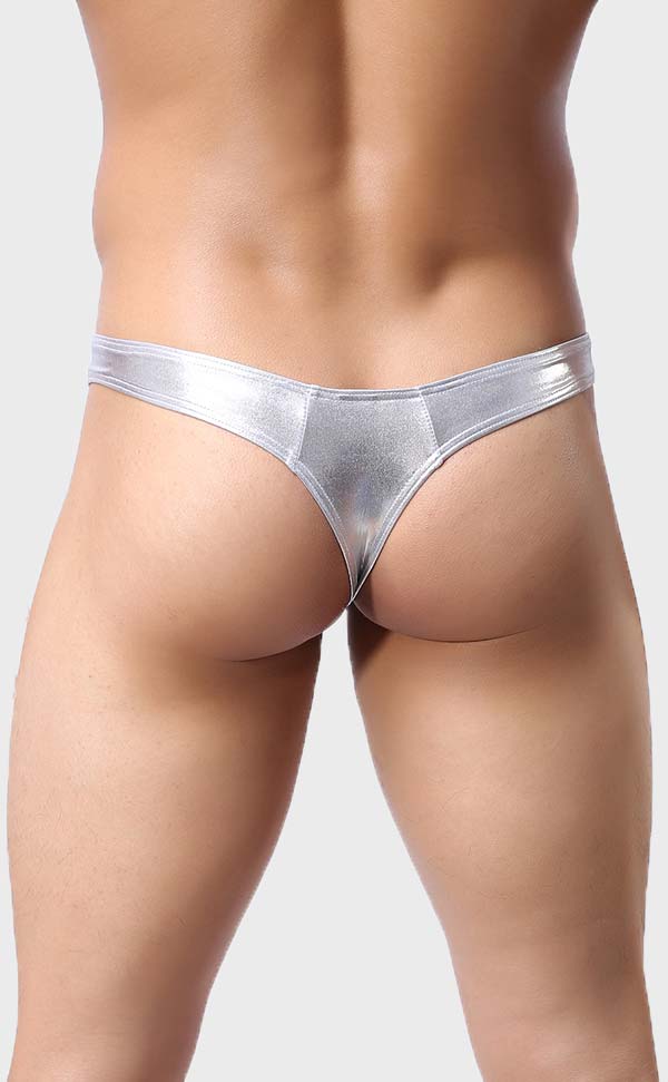 Metal Color Men's U Pouch Thongs