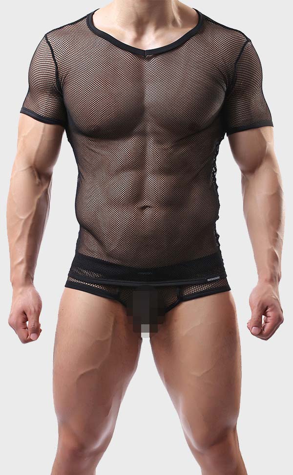 Men's 2Pcs Sheer Mesh Set
