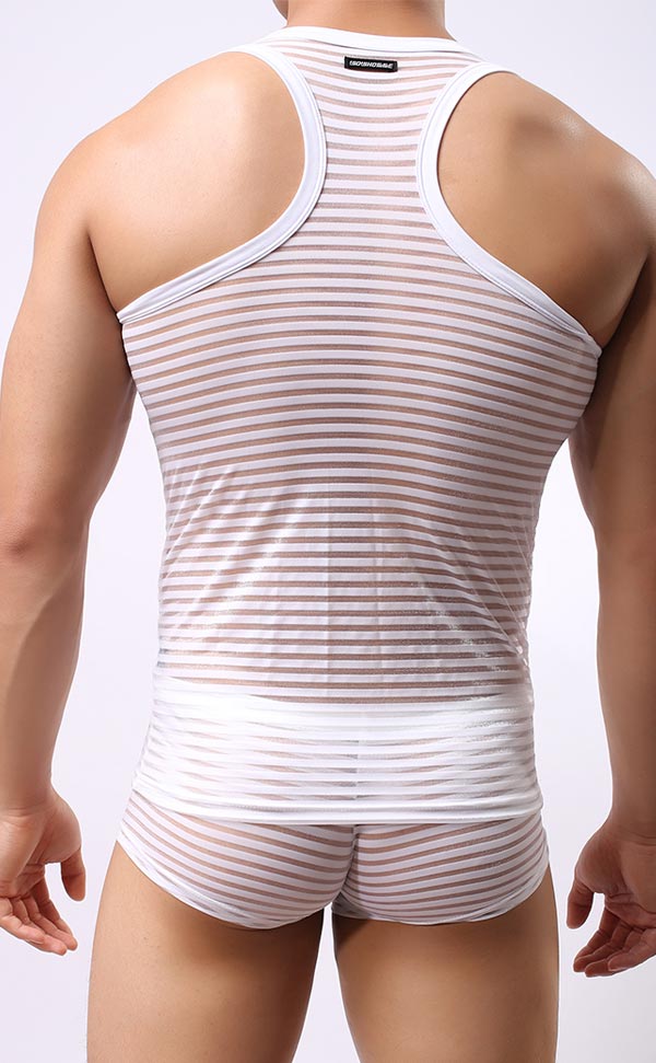 Men's Mesh Stripe Tank Top and Trunk