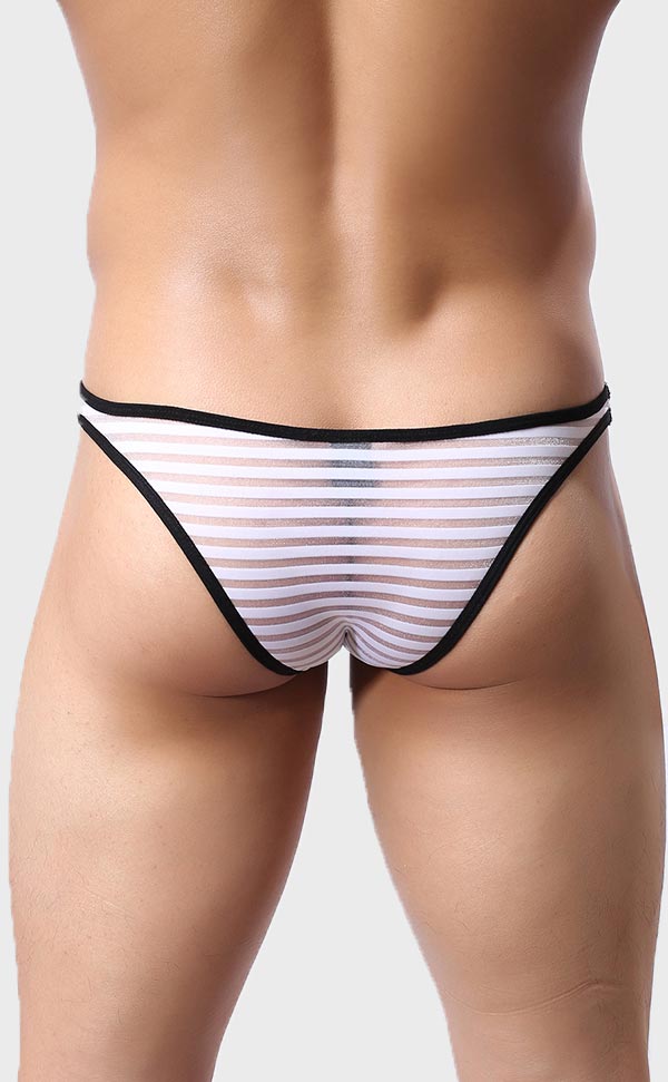 Men’s Sheer Stripe Mesh Bikini