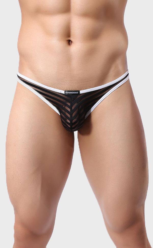 Men’s Sheer Stripe Mesh Bikini