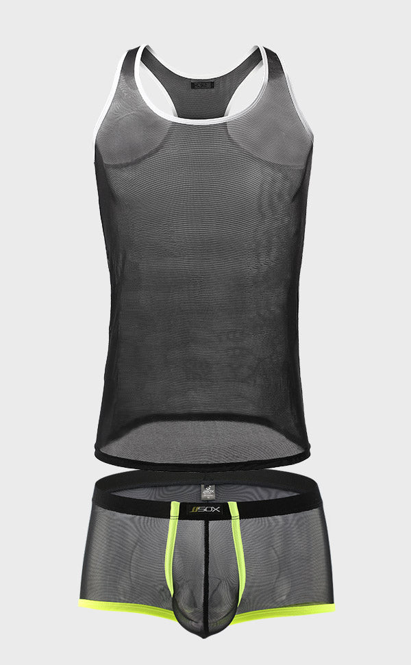 Men's Mesh Bicolor Tank Top and Trunk