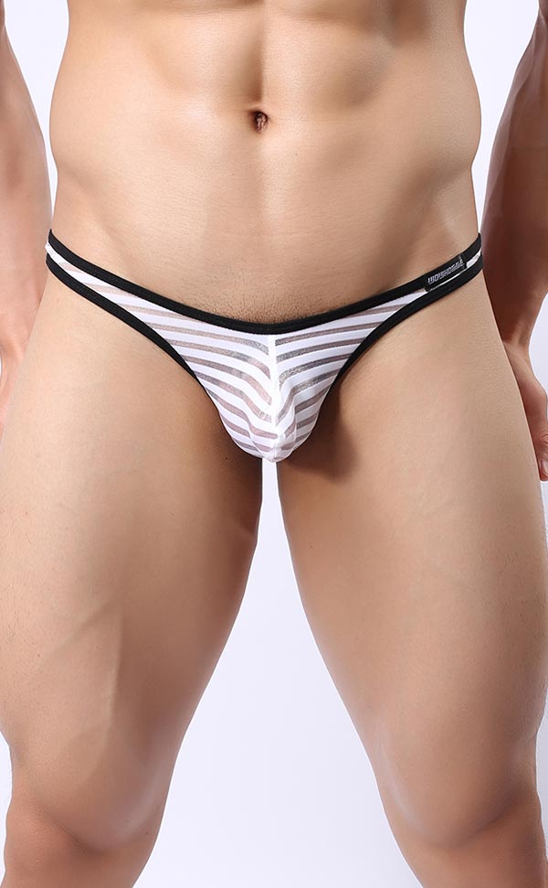 Men's Sexy Striped Mesh Translucent Thongs