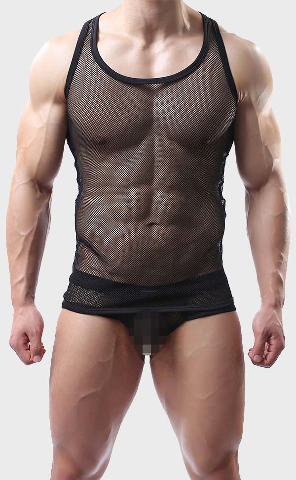 Men's Mesh Tank Top with Bulge Brief Set