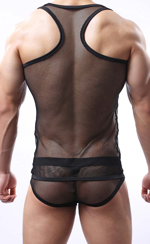 Men's Mesh Tank Top with Bulge Brief Set