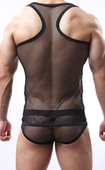 Men's Mesh Tank Top with Bulge Brief Set
