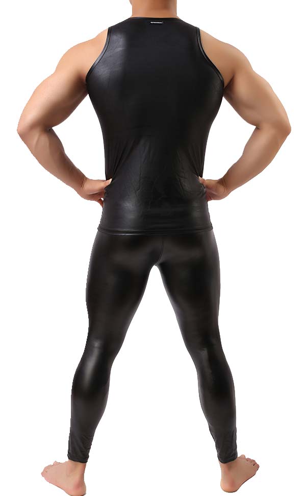 Men’s Faux Leather Tank Top and Pant