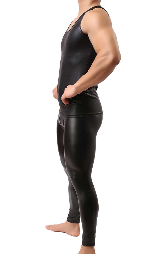 Men’s Faux Leather Tank Top and Pant