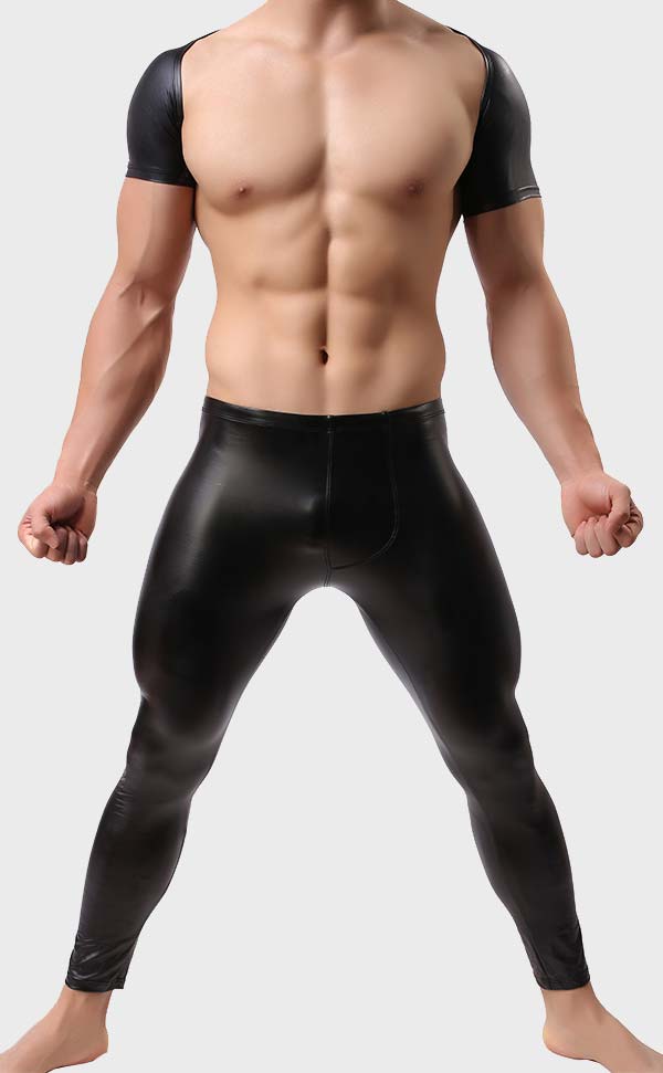Men’s Faux Leather Vest Top and Pant