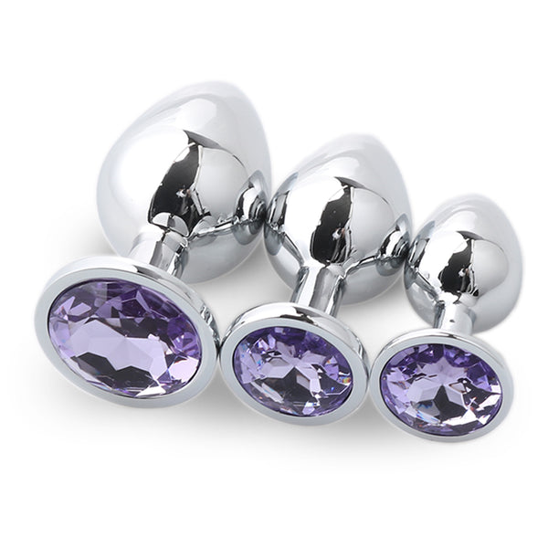 Jeweled Metal Butt Plug for Beginners, 3 Butt Plug Set