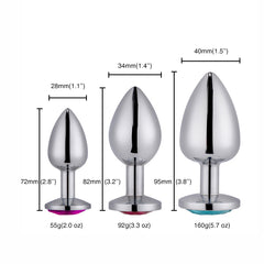 Jeweled Metal Butt Plug for Beginners, 3 Butt Plug Set