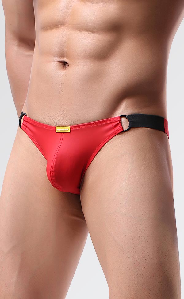 Men's Sexy PU Leather Low Rise Bikini