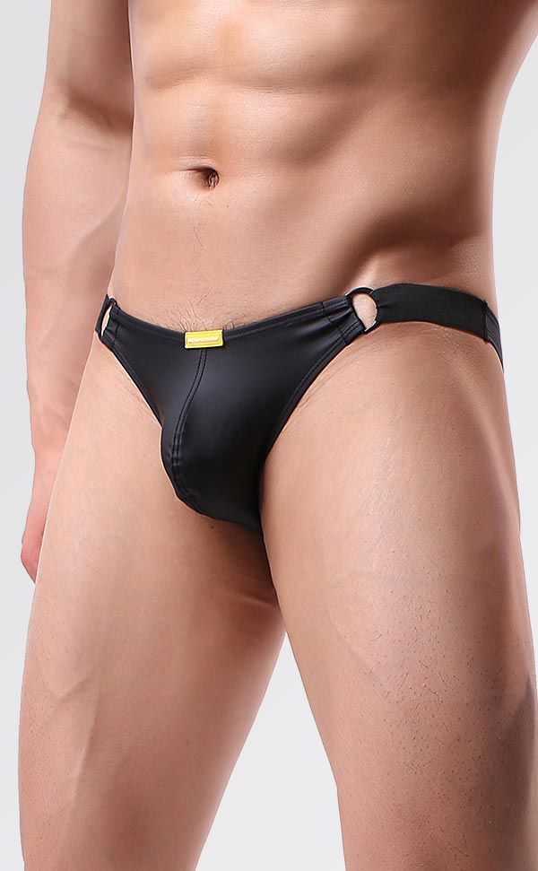 Men's Sexy PU Leather Low Rise Bikini