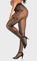 lace Fishnet Pantyhose with Rhinestone