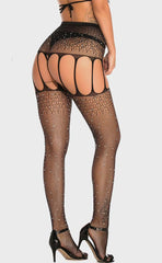 Hollow Out Rhinestone Fishnet Tights