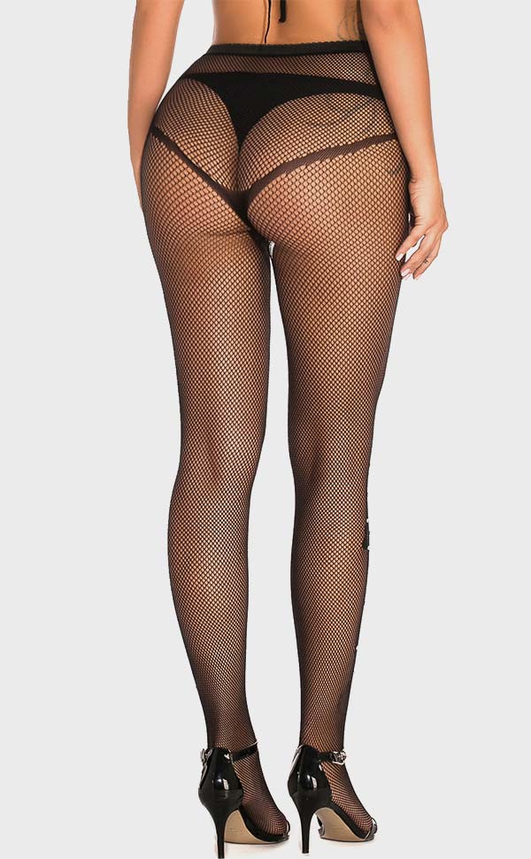 Jacquard Lace Rhinestone Fishnet Tights