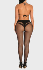 Rhinestone Fishnet Pantyhose and Bra