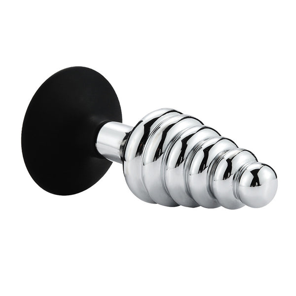 Spiral Metal Butt Plug with Silicone Cup Base