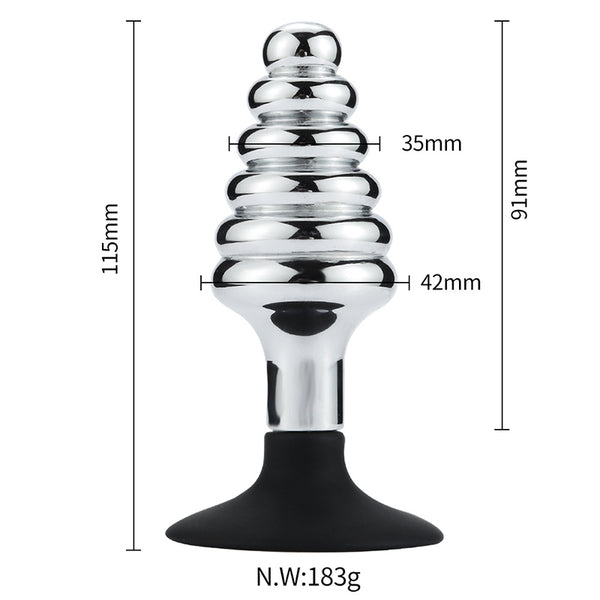 Spiral Metal Butt Plug with Silicone Cup Base