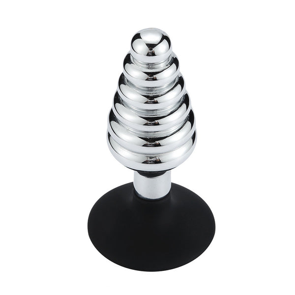 Spiral Metal Butt Plug with Silicone Cup Base