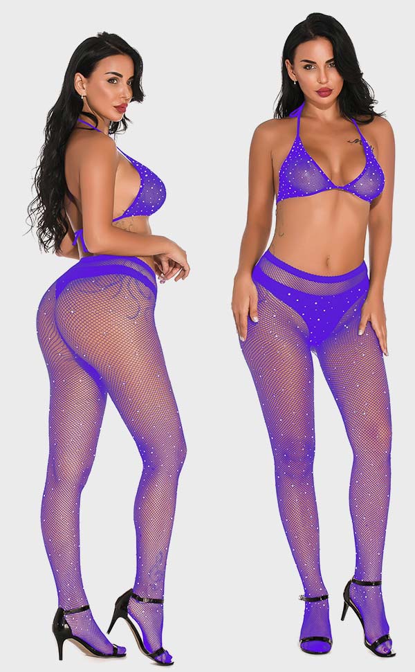 Rhinestone Fishnet Pantyhose Sets