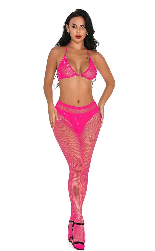 Rhinestone Fishnet Pantyhose Sets