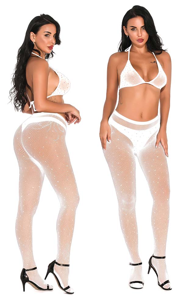 Rhinestone Fishnet Pantyhose Sets