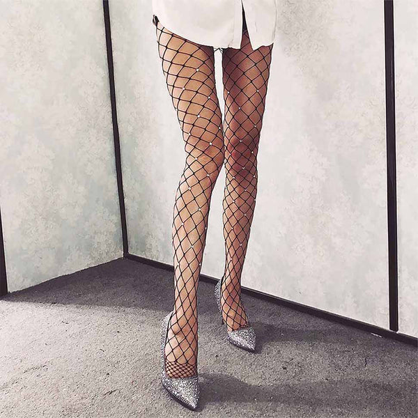 Fence Net Rhinestone Pantyhose