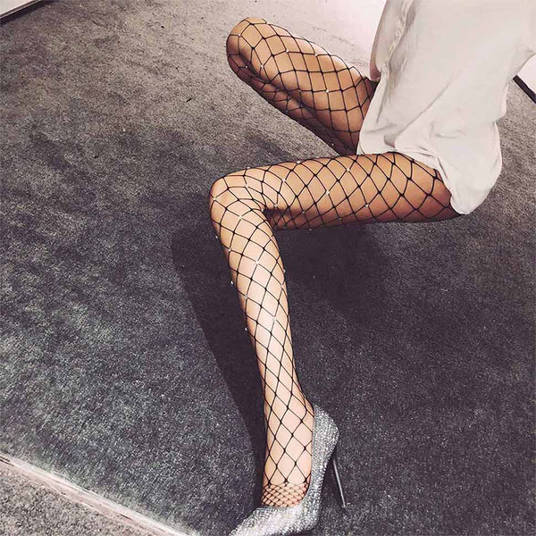 Fence Net Rhinestone Pantyhose