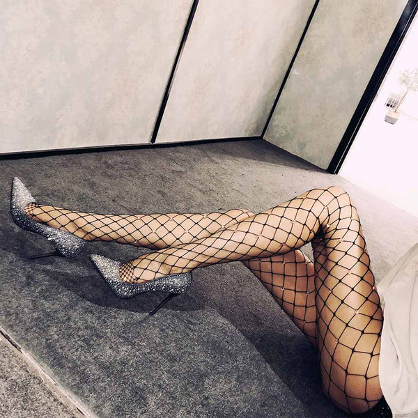 Fence Net Champagne Rhinestone Pantyhose