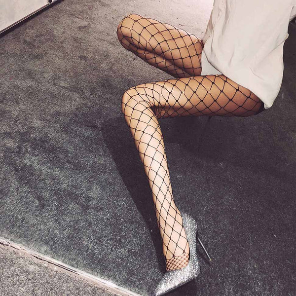 Fence Net Champagne Rhinestone Pantyhose