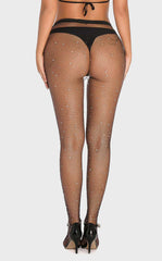 High Waist Rhinestone Fishnet Pantyhose