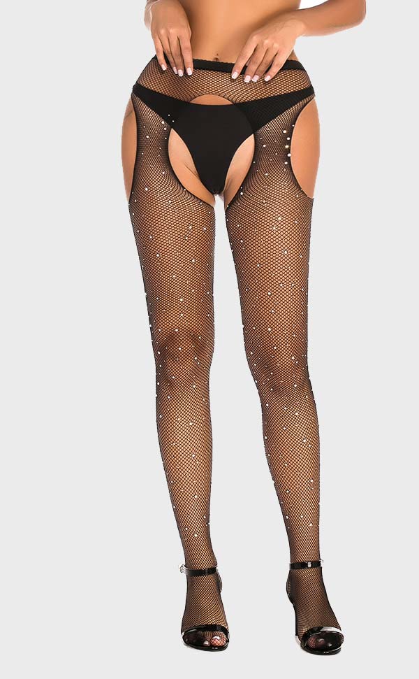 Crystal Suspender Fishnet Pantyhose