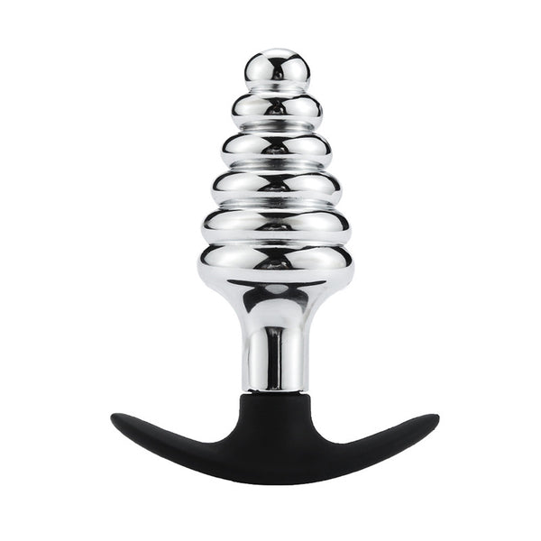 Spiral Metal Butt Plug with Silicone Anchor Base