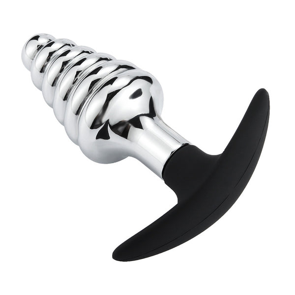 Spiral Metal Butt Plug with Silicone Anchor Base