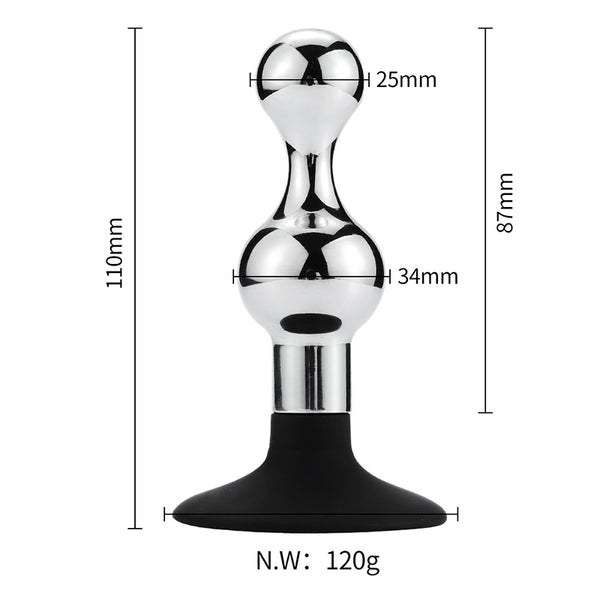 Small-Hourglass Metal Butt Plug with Silicone Cup Base