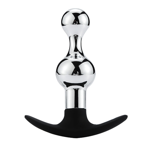 Small-Hourglass Metal Butt Plug with Silicone Anchor Base