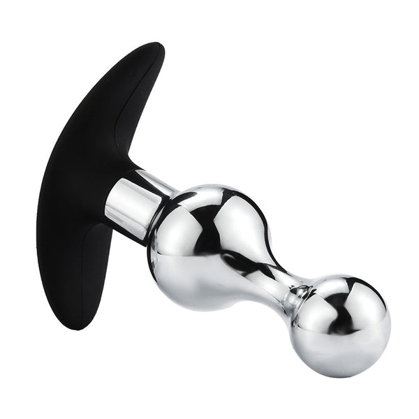 Small-Hourglass Metal Butt Plug with Silicone Anchor Base