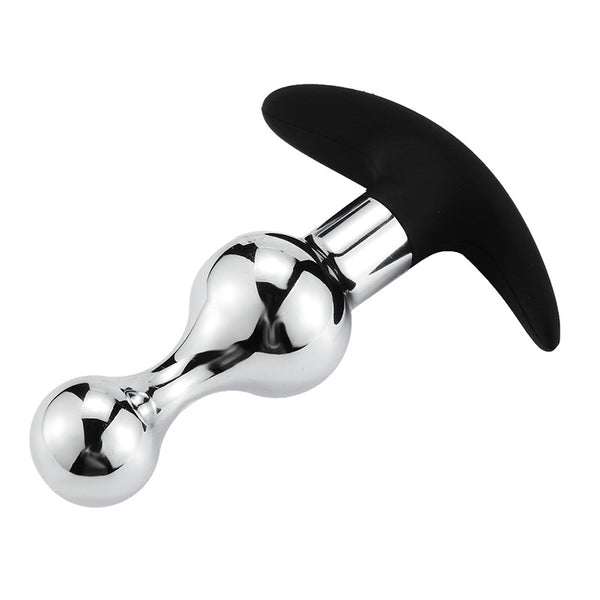 Small-Hourglass Metal Butt Plug with Silicone Anchor Base