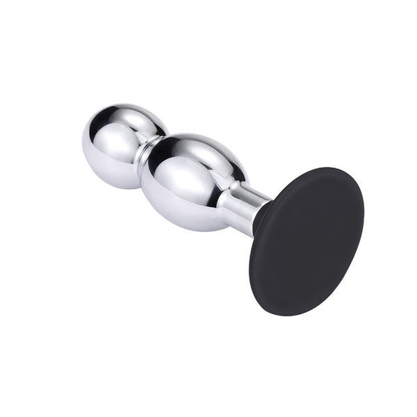 Large-Hourglass Metal Butt Plug with Silicone Cup Base