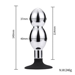 Large-Hourglass Metal Butt Plug with Silicone Cup Base