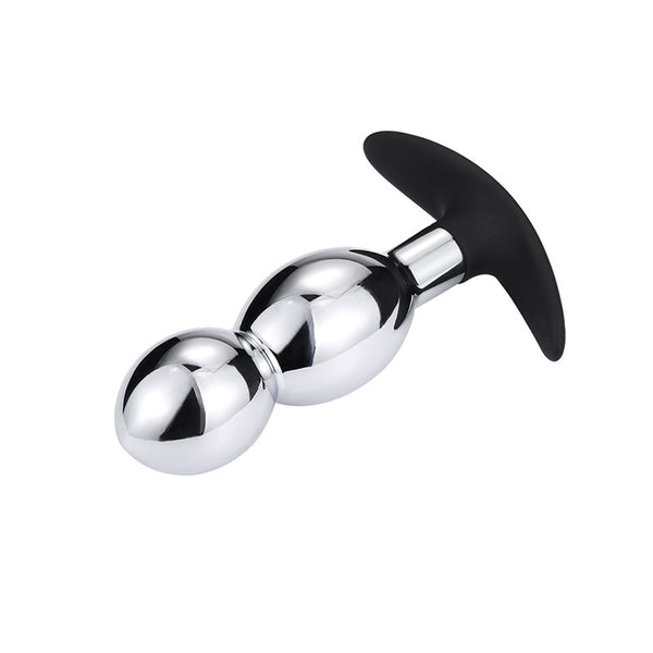 Large-Hourglass Metal Butt Plug with Silicone Anchor Base