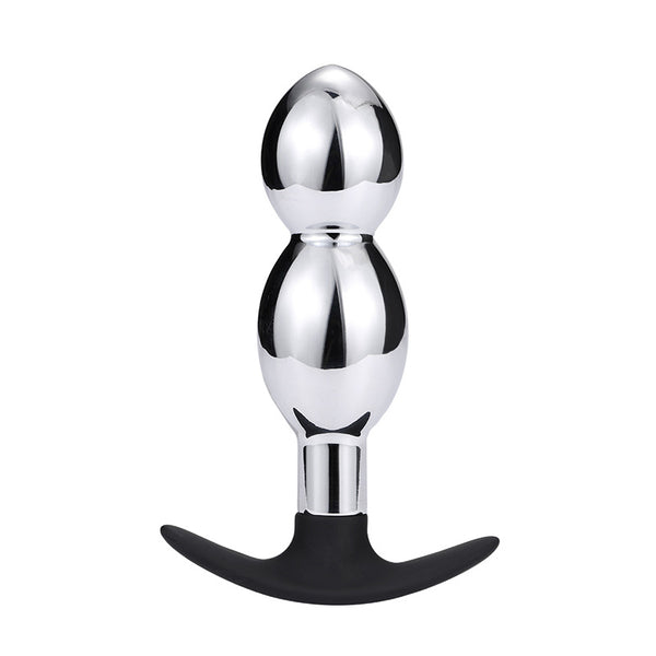 Large-Hourglass Metal Butt Plug with Silicone Anchor Base