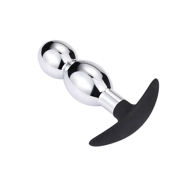 Large-Hourglass Metal Butt Plug with Silicone Anchor Base