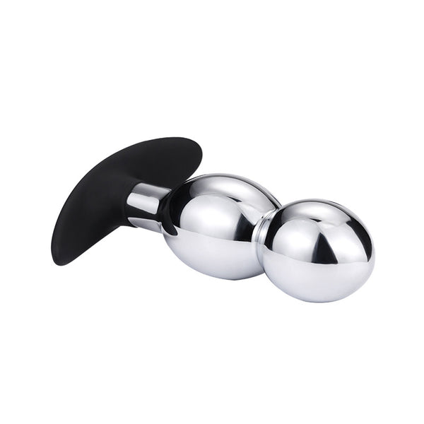 Large-Hourglass Metal Butt Plug with Silicone Anchor Base